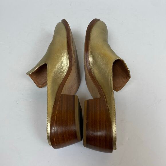 Ariana Bohling Sami Gold Leather Slip On Classic Heeled Mule Shoe US 8.5 EU 39 - Picture 10 of 12